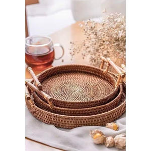 Plateau en bois de rotin de haute qualité fabriqué au Vietnam pour plateau à thé et cuisine - Product Image 5