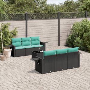 Set Divano da Esterno in Polyrattan Nero con Cuscini - Arredamento Elegante per Patio - Product Image 1