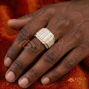 Moissanite <b>Ring</b> <b>Men</b> Hip Hop Rose Gold Plated 925 Sterling Silver Baguette Cluster <b>Ring</b> Luxury Fashion Jewelry - Product Image 2