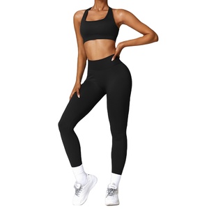 Conjunto de Yoga Cómodo para Mujer, Diseño Sólido de 2 Piezas, Ropa Deportiva con Diseño Personalizado, Leggings y Sujetador de Tallas Grandes, Conjuntos de Ropa de Yoga - Product Image 2