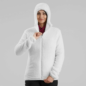 Women's Winter Warm <b>Reversible</b> Solid Sherpa <b>Jacket</b> Fuzzy Fleece Turtleneck Full Zipper Drawstring Waterproof Linen-Cashmere - Product Image 5