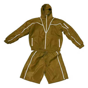 Ensemble short homme sur mesure, coupe-vent deux pièces en polyester et nylon avec fermeture éclair, tenue de sport décontractée, survêtement - Product Image 4