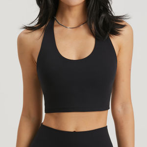 Top Deportivo de Yoga para Mujer con Logotipo Personalizado, Suave, Color Nude, Espalda Descubierta, Cuello Halter, para Gimnasio y Fitness - Product Image 2