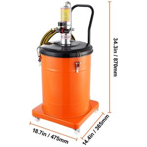 Pompa per Grasso ad Aria Compressa da 40L (10.5 Galloni) con Ugello Automatico e Tubo ad Alta Pressione da 4 Metri, Pompa Pneumatica per Secchio di Grasso, Pistola per Ingrassaggio - Product Image 2