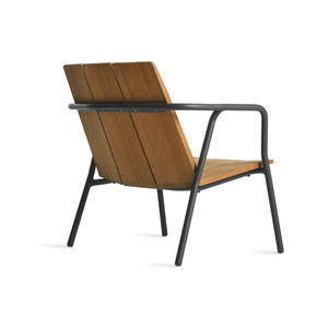 Sillón Moderno de Madera de Teca con Estructura Metálica con Recubrimiento en Polvo, Minimalista, para Interiores y Exteriores, para Cafetería, Muebles de Patio - Product Image 5