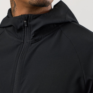 Wholesale Men's Fashion <b>Black</b> Gray Color Block Zip Jacket Sporty Waterproof Breathable Winter <b>Windbreaker</b> Knitted Lightweight - Product Image 4