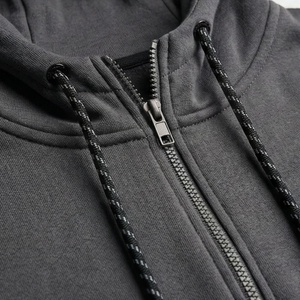 Survêtement à capuche zippé pour homme, couleur unie, manches longues, vêtements de sport décontractés avec logo avant et poches latérales, tenue d'automne - Product Image 4