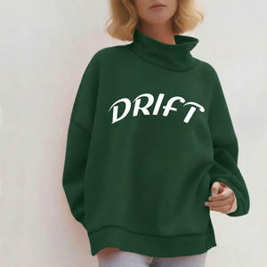 Basic Oversized <b>Mock</b> Neck Sweatshirt Essential Wardrobe Piece Comfortable Oversized <b>Mock</b> Neck Sweatshirt with Long Sleeves - Product Image 2