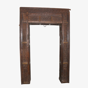 Haswani Handicrafts Antique Timber Panjali Frame Handcrafted <b>Rustic</b> Vintage Water Resistant <b>Door</b> Frame Solid Wood Entrance Frame - Product Image 1