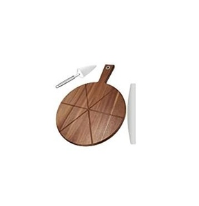 Planche à pizza en bois personnalisée avec bord rainuré, plateau à pizza en bois naturel pour la maison, la cuisine, le restaurant, pour servir la pizza - Product Image 1