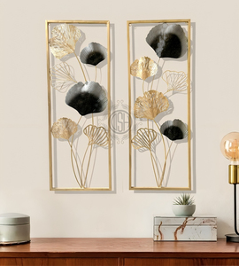 Juego de 2 Piezas de Arte Mural de Metal Dorado, Decoración de Pared de Hierro para Sala de Estar, Dormitorio, Pasillo e Interior del Hogar - Product Image 4