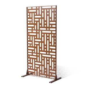 47\" X 76\" Outdoor Privacy <b>Screen</b> 3-<b>Panel</b> Freestanding Divider Stand Decorative Garden Metal <b>Screen</b> & Room Divider - Product Image 1
