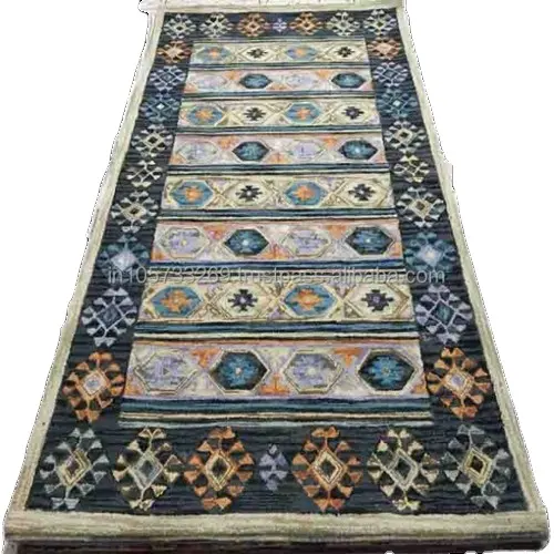 Indian Handmade Factory Wholesale Large 3D Printed Prayer Embroidered Wool Carpet Custom Home Area Rug for Living Room Hotel