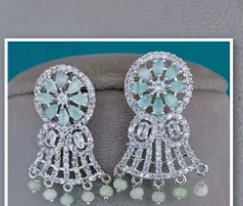 Premium Precision Finish Vibe <b>Silver</b> Polish Zircon Beads CZ Pearls Look <b>Choker</b> Set Earrings Party Wedding Collection Women - Product Image 2