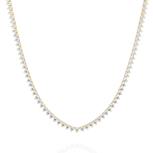 10K 14K 18K Yellow Gold 3 Prong Tennis <b>Necklace</b> Round Cut Lab Grown Diamonds for Elegant Women’s <b>Necklace</b> - Product Image 1