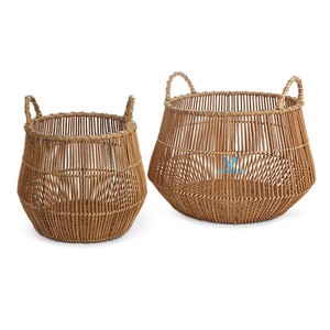 Cesta de Lavandería de Bambú y Ratán, Diseño Rústico, Ecológica, Tejida a Mano, Organizador de Almacenamiento para el Hogar, Marca Viettrustic, Venta al Por Mayor - Product Image 1