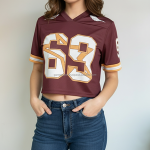 เสื้อฟุตบอลอเมริกันแบบสั้น ระบายอากาศได้ดี คุณภาพสูง ลายโลโก้ตามสั่ง สำหรับฤดูกาลใหม่ พิมพ์ลายด้วยความร้อน ผลิตจากโพลีเอสเตอร์ 100% - Product Image 5