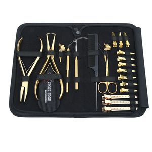 Kit d'accessoires pour extensions capillaires de salon : Pince à sertir plate, Outil de retrait de micro-perles, Crochet à boucles pour extensions, Pince de sectionnement, Ciseaux, Peigne - Product Image 6