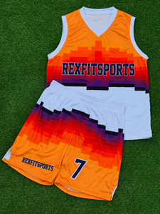 Uniforme de match de basket-ball personnalisé Rexfit Team Next |   Ensemble de sport unisexe respirant imprimé par sublimation |   Shorts en jersey sans manches - Product Image 5