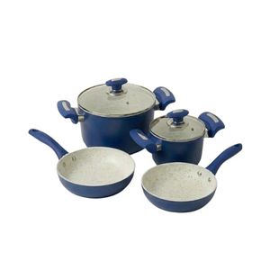 Ensemble de casseroles en céramique antiadhésive en aluminium de la marque HOCA, 4 pièces, couvercles en verre, passe au lave-vaisselle, style américain, pour cuisinières à gaz et à induction - Product Image 4