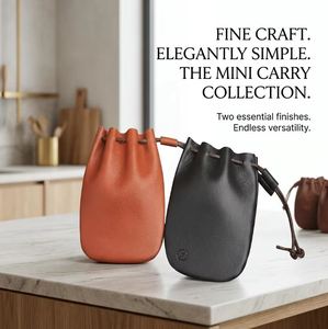 M.AFZAL Porte-monnaie vintage en cuir véritable fait main en cuir de vachette imprimé léopard avec cordon de serrage, mini sac à monnaie avec poche intérieure zippée - Product Image 4