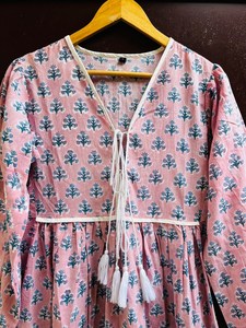 À la mode indien bloc imprimer femmes filles pur coton Maxi robe décontracté été soirée longue Midi en vrac motif naturel chaud! - Product Image 6