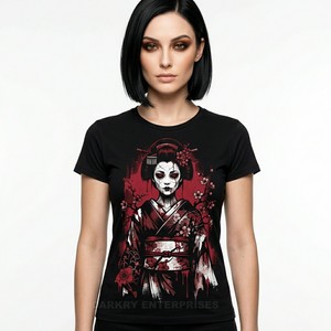 เสื้อยืดลายผีหญิงสไตล์วิคตอเรียนแบบวินเทจ พิมพ์ลายตามสั่ง ผ้าคอตตอนหนา เสื้อยืดผู้หญิงลายกราฟิกสยองขวัญสไตล์โกธิควิคตอเรียน - Product Image 3