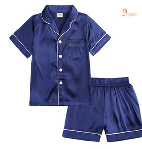 Ensemble pyjama à manches courtes pour filles, vêtements de nuit d'été, couleur unie, short en polyester doux avec boutons - Product Image 5