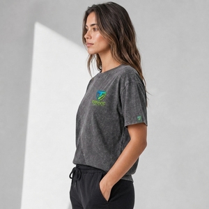 เสื้อยืดผ้าฝ้ายวินเทจฟอกสีสำหรับผู้หญิง ทรงโอเวอร์ไซส์ สไตล์ลำลอง สตรีทแวร์ แฟชั่น รับทำโลโก้ตามสั่ง ผู้ผลิตและจำหน่ายแบบ OEM ODM - Product Image 4