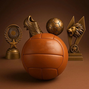 Ballon de football vintage haut de gamme en cuir véritable, avec panneaux faits à la main, design rétro, coutures durables, à vendre - Product Image 5