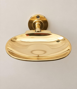 Porte-savon mural en laiton poli, style mid-century, doré, accessoire de salle de bain de luxe vintage - Product Image 1
