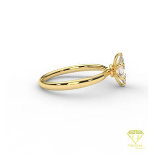 Anillo de Compromiso Solitario con Diamante Moissanite Corte Marquesa en Oro Amarillo, Anillo de Boda Clásico de Seis Puntas para Mujer - Product Image 2