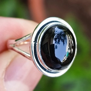 Black Onyx <b>Ring</b> 925 Sterling <b>Silver</b> Handmade Boho <b>Statement</b> Promise <b>Ring</b> for Women Natural Oval Black Onyx <b>Ring</b> July Birthstone - Product Image 1