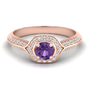 REYES Best Selling Classic Design 14K Solid Gold Moissanite Engagement Solitaire Rings For Women Amethyst Gemstone Jewelry - Product Image 1