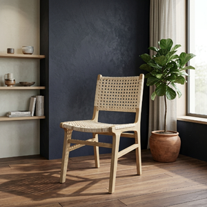 Experimente la Elegancia Moderna con la Silla de Comedor Sabang de Ratán, Fabricada con Ratán Bien Pulido y Madera de Teca Resistente, 50x60x88 cm - Product Image 3