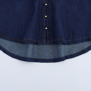 Turn Collar <b>Buttons</b> Long Sleeve Denim Blue Color Vintage Quick Dry Breathable Casual Fashion Summer High-quality <b>Jeans</b> Tops - Product Image 5