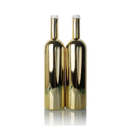 Botella de licor de vidrio de 750 ml, color oro cobre personalizado, galvanizada y con impresión a color, para brandy, ron y vodka.