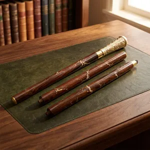 Canne de marche en bois artisanale avec poignée métallique gravée, canne pliante à trois sections détachable, finition bois brun, style vintage - Product Image 6