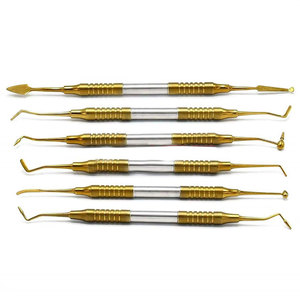 Kit de 6 spatules manuelles en acier inoxydable allemand pour composites dentaires, réutilisables, instruments médicaux pour le remplissage - Product Image 1