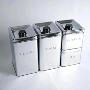 Stainless Steel <b>Storage</b> Canisters Set For <b>Kitchen</b> Flour Sugar Coffee Tea Airtight <b>Containers</b> Countertop Use Wholesale From India - Product Image 1