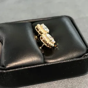 Pendientes de tuerca vintage con halo de diamantes cultivados en laboratorio, certificados por IGI, redondos, de 2.00 quilates, en oro amarillo de 14k para mujer - Product Image 2