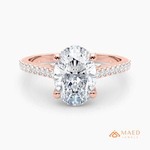 แหวนหมั้นเพชรโมอิสซาไนต์ทรงรี 14K โรสโกลด์ ประดับเพชรแบบ Pave Prong Setting แหวนแต่งงานสุดหรู ของขวัญสำหรับเจ้าสาว งานปาร์ตี้ ของขวัญสำหรับเธอ สหรัฐอเมริกา - Product Image 1