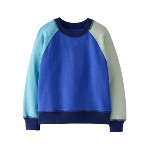 Sudadera de punto con cuello redondo para niños, estilo francés, con bloques de color, corte holgado, costuras planas súper suaves y mangas raglán - Product Image 4