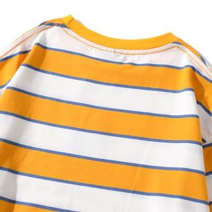 Camiseta a Rayas de Algodón 100% de Alta Calidad al por Mayor, Cuello Redondo, Teñida con Hilo, Rayas Verticales, Camiseta Informal para Hombre - Product Image 3