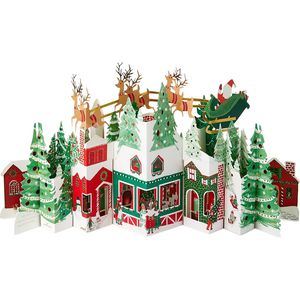 Biglietto di auguri natalizio Paper Wonder Jumbo Pop-Up a fissaione a fisarmonica, Villaggio di Natale, Decorazione da tavolo per le feste - Product Image 2