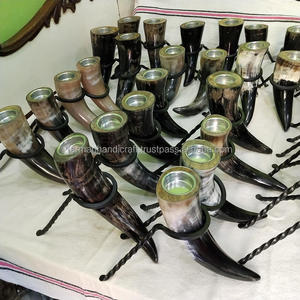 Ensemble de 2 bougeoirs décoratifs en corne de bœuf Viking avec support métallique – Vente Flash - Product Image 6