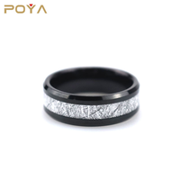 Bague en carbure de tungstène noir avec incrustation de texture de météorite argentée, alliance de mariage polie de 8 mm pour homme, bijoux Galaxy en gros