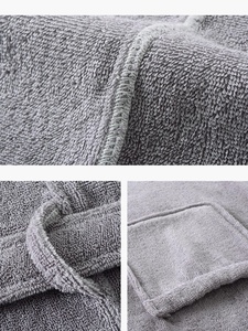 Peignoir unisexe de luxe en coton turc, thermique, longueur cheville, à capuche, personnalisable, avec cordon de serrage, couleur unie, été, ODM pour hommes - Product Image 6