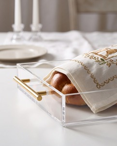 Élégant plateau à pain Judaica en métal et plastique, un ajout magnifique à votre table, portable, anti-poussière, rectangulaire - Product Image 3