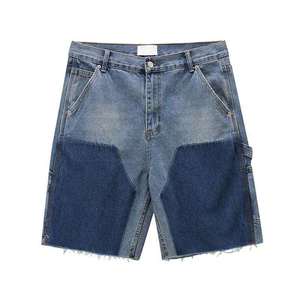 Shorts en jean bleu foncé coupe ample pour homme, personnalisés, neufs, en denim respirant, délavé, de qualité supérieure, en coton, vente en gros - Product Image 6